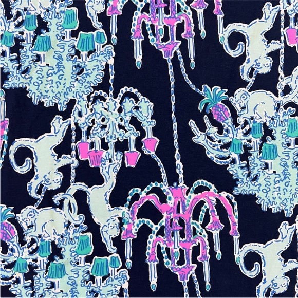 Lilly Pulitzer Ophelia Dress SZ S Bright Navy Pop Up Monkey Trouble - Picture 7 of 16